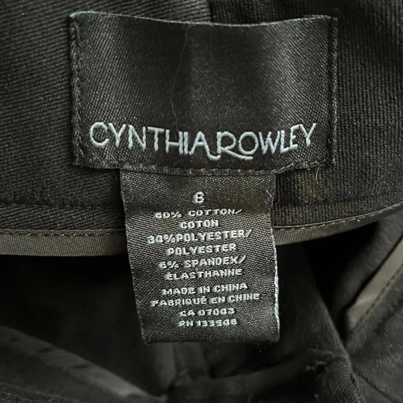 CYNTHIA ROWLEY Black Slim Ankle Dress Pant, Size 6 - Picture 9 of 10